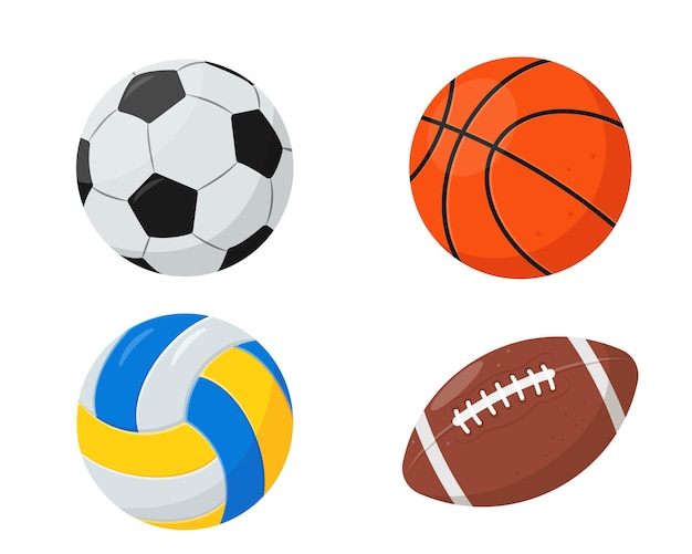 ベクトル バスケットボールバレーボールラグビーとサッカーのスポーツボールのセット