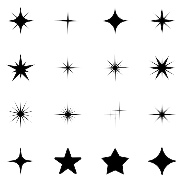 Вектор Набор звезд векторная иллюстрация звезд на белом фоне