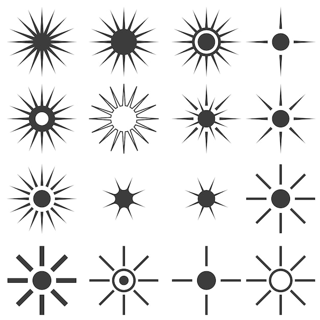 太陽または灰色の星のセット