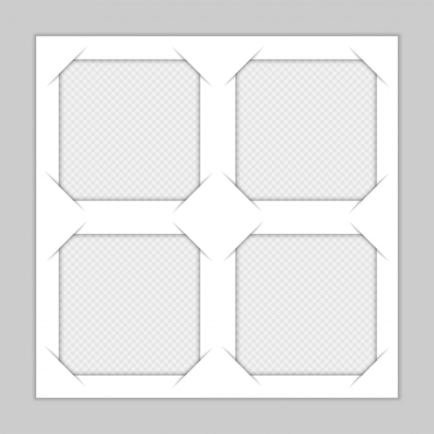 벡터 투명 한 배경에 그림자와 함께 서식 파일 사진 프레임 세트