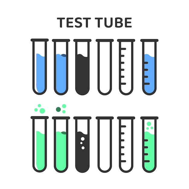 Вектор Набор иконок пробирки иллюстрация различный дизайн лабораторных знаков