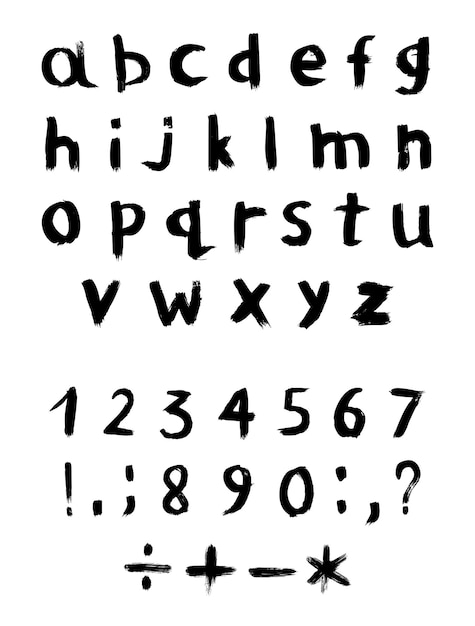 ベクトル テクスチャとグランジ文字の数字と句読点のセット