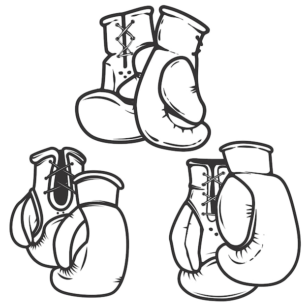 Вектор Набор иконок боксерские перчатки на белом фоне. элементы для логотипа, этикетки, эмблемы, знака, плаката. иллюстрации.