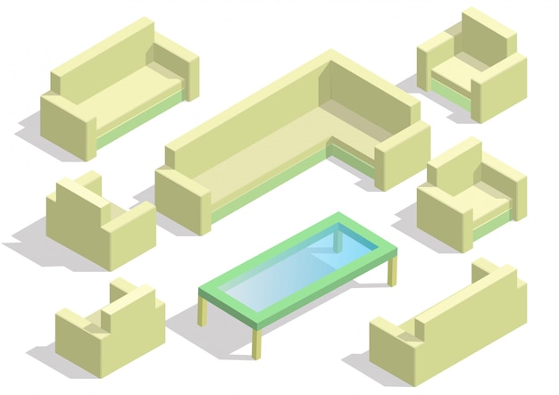 고립 된 아이소 메트릭 소파 세트