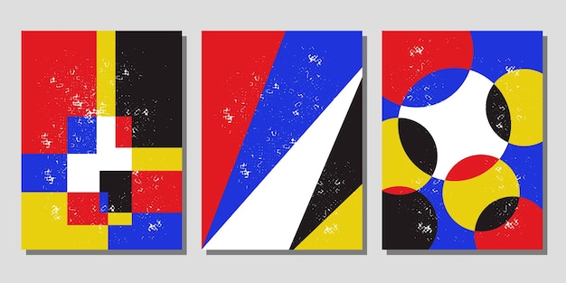 Вектор Набор из трех современных современных абстрактных современных эстетических шаблонов обложек плакатов в стиле бохо