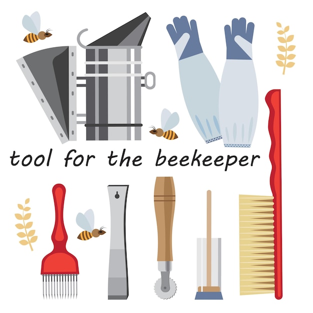 ベクトル 養蜂家のためのツールのセット