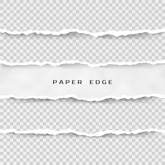 Вектор Набор полос рваной бумаги. текстура бумаги с поврежденным краем на прозрачном фоне. иллюстрация