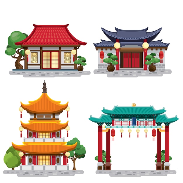 Вектор Комплекс традиционных китайских зданий