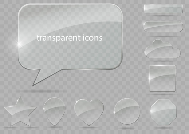 Вектор Набор прозрачных иконок