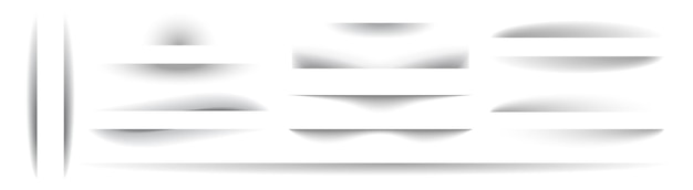 Набор прозрачных теней с мягкими краями векторные тени изолированы на прозрачном фоне векторная иллюстрация