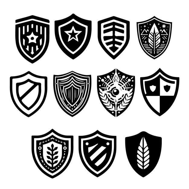 Вектор Набор уникальных векторных щитов защита щита икон безопасности набор векторных икон