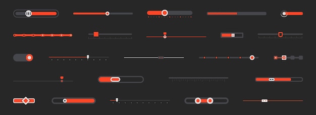 벡터 사용자 인터페이스 슬라이더 바의 집합 오렌지 스라이더 바 컬렉션