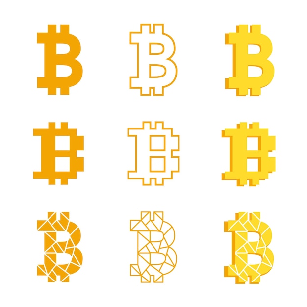다양 한 Bitcoin 아이콘 세트