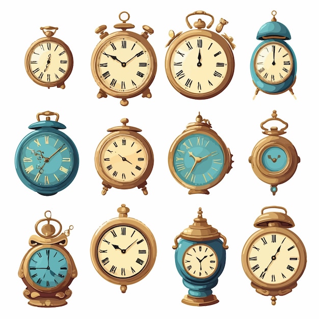 Vettore set di vari orologi e orologi carini