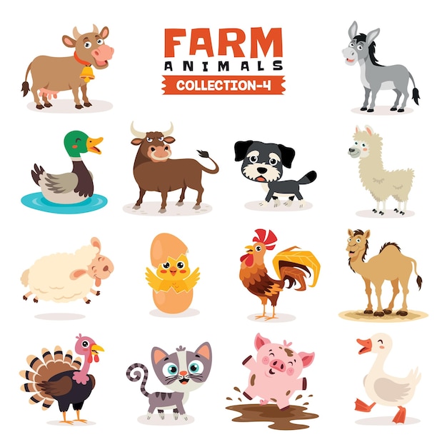 ベクトル 様々な 農場 の 動物 の セット