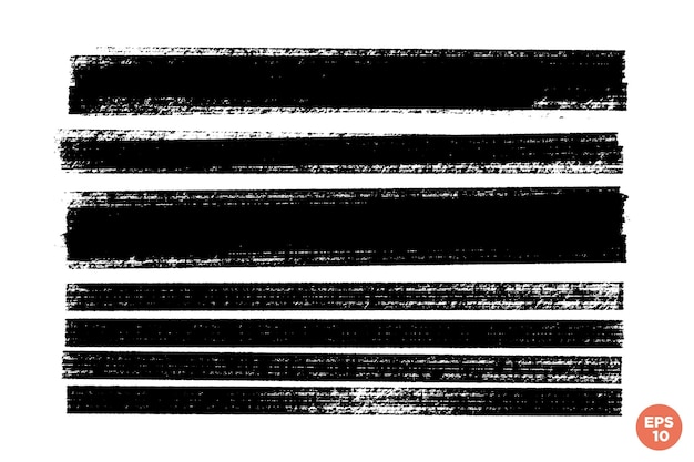 Вектор Набор векторных мазков текстурированных окрашенных полос для фона абстрактной монохромной графики
