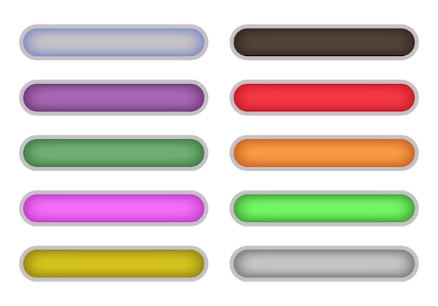 벡터 세련되고 현대적인 소재의 벡터 버튼 세트 다양한 색상과 직사각형 모양의 아이콘
