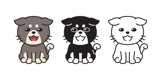 Набор векторных персонажей мультфильма кота для дизайна.