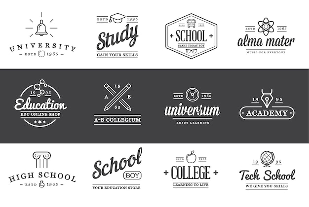 Vector Education Logotypes Illustration 세트는 프리미엄 품질의 로고 또는 아이콘으로 사용할 수 있습니다.