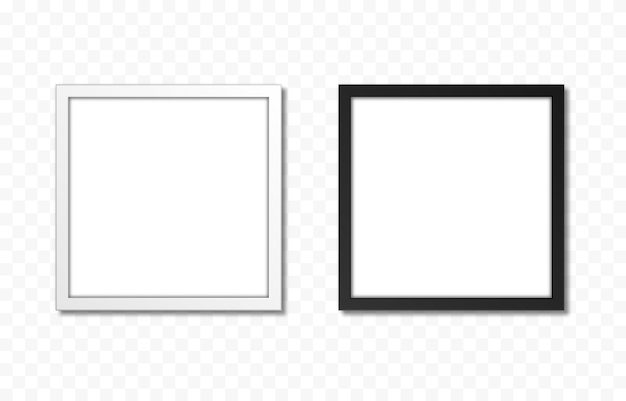 孤立した透明な背景のベクトルフレームのセット黒と白のフレーム正方形png写真