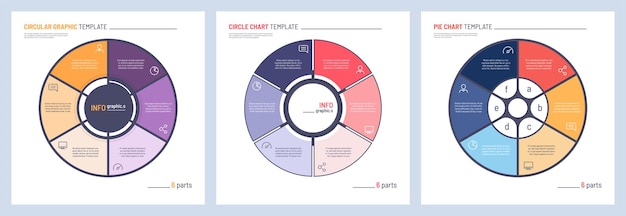 ベクター インフォ グラフィック円グラフ テンプレート 6 パーツのセット
