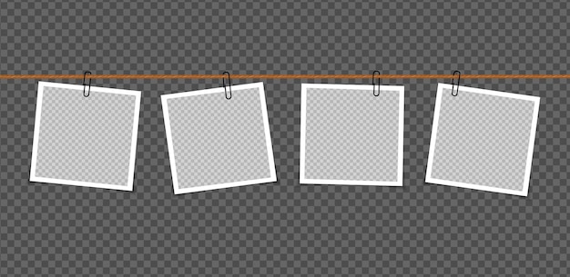 투명 한 배경에 고립 된 스티커 테이프에 벡터 사진 프레임 디자인의 집합