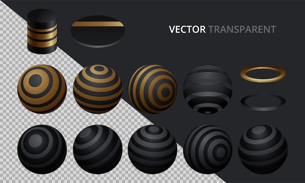 Набор векторных сфер и шаров на прозрачном фоне