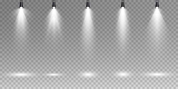ベクトル スポット ライトのセット さまざまな形態の光 ステージ スポット ライト 光の効果 グロー光効果 ベクトル図