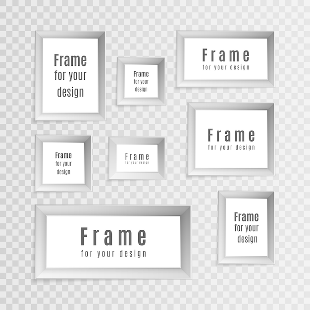 Вектор Набор старинных реалистичные фоторамки, изолированные на прозрачном фоне. идеально подходит для ваших презентаций. дизайн макета фоторамки.