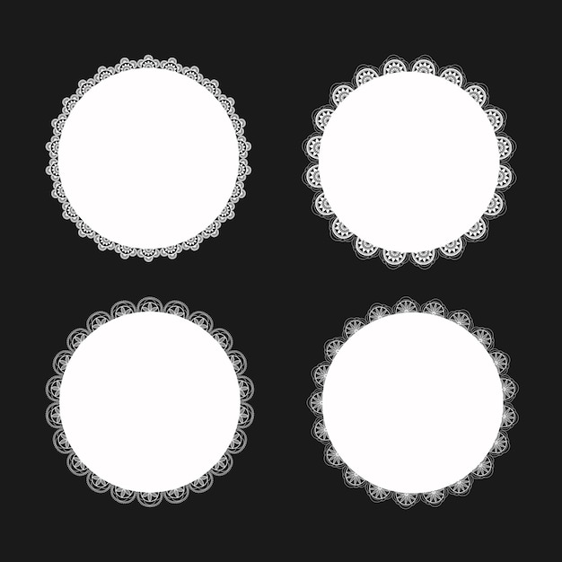 ベクトル 孤立した背景にヴィンテージの白い丸いレース ナプキンのセット