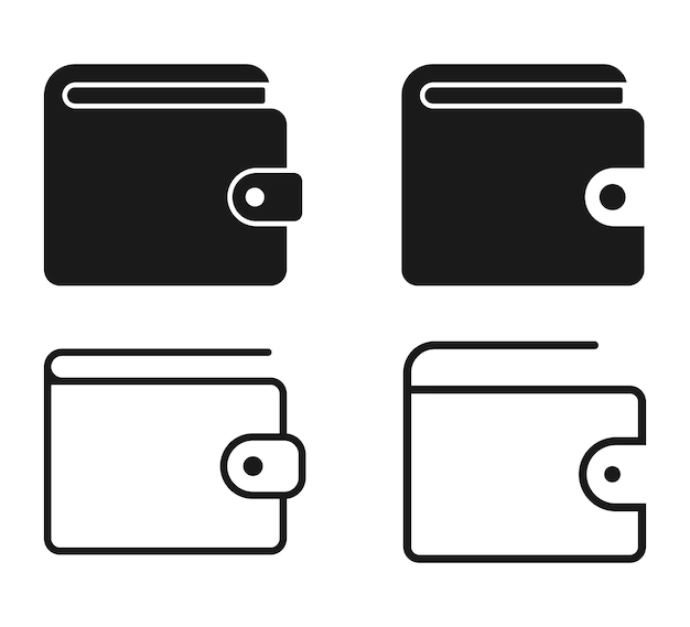 Набор значков кошелька знак кошелька line векторная иллюстрация