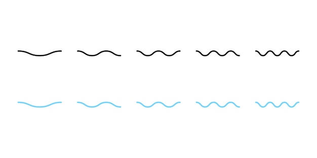 Вектор Набор векторных икон водных волн морские или океанические черно-голубые волны вектор 10 eps