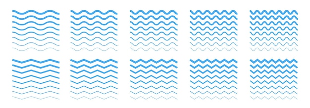 물결 모양의 지그재그 라인 세트 웨이브 얇은 라인 배경 벡터 지그재그 파란색 가로 밑줄