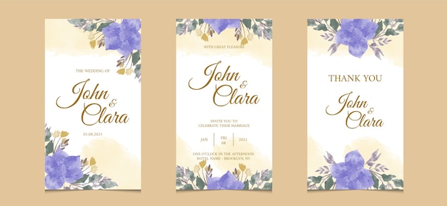 결혼식 꽃 초대 카드 세트