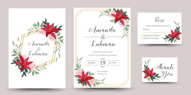 Набор свадебных приглашений с цветами лилии