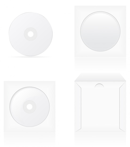 白い空のcdディスクとカバーのベクトル図のセット