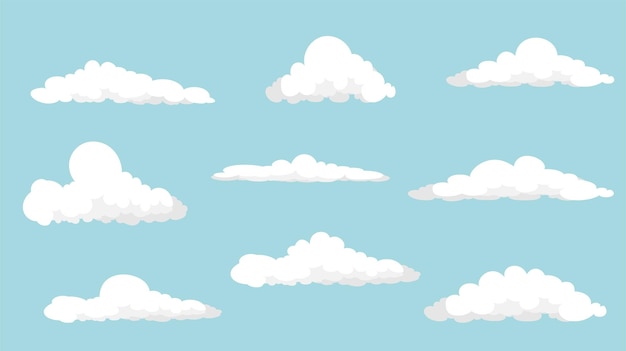 白い漫画の雲のセット
