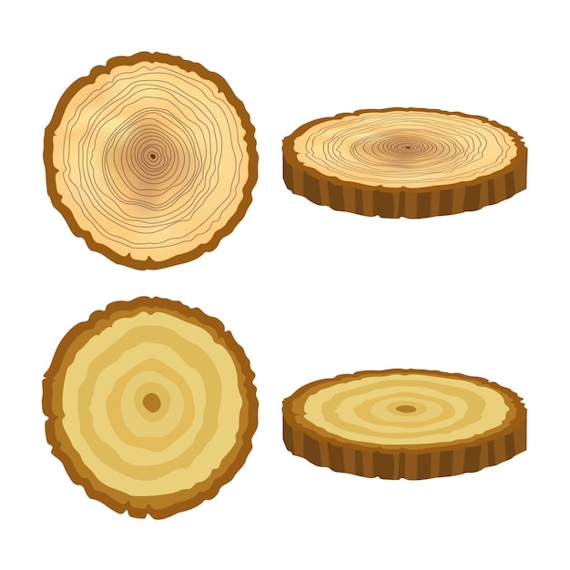 Набор деревянных бревен для лесного хозяйства и лесной промышленности иллюстрация стволов, пней и досок