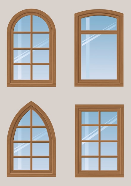 Вектор Комплект деревянных окон