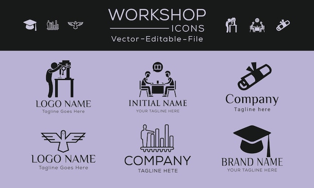 ワークショップのコンセプトアイコンデザインのセットウェブやアプリに使用できます