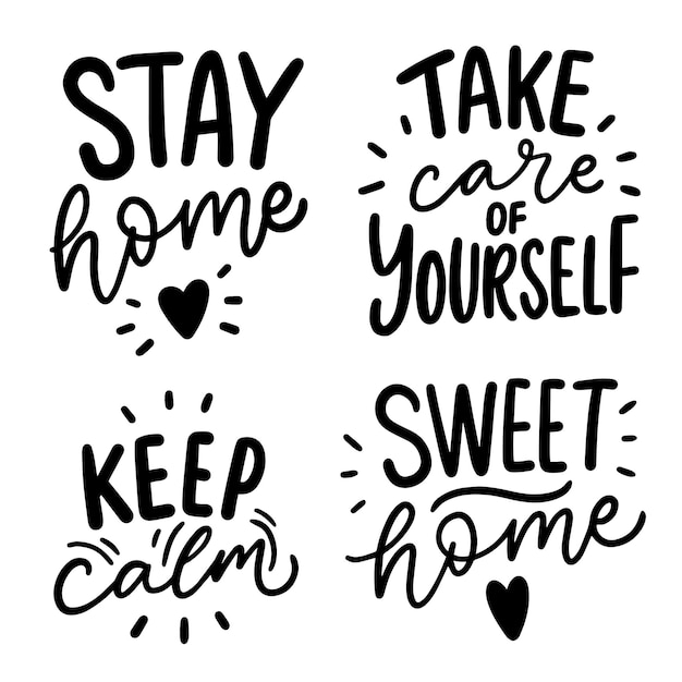 Set ofand drawn lettering home phrases sweet home slogan