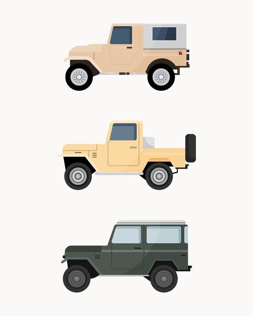 Vector set of off-road suv car. off road vehicles .