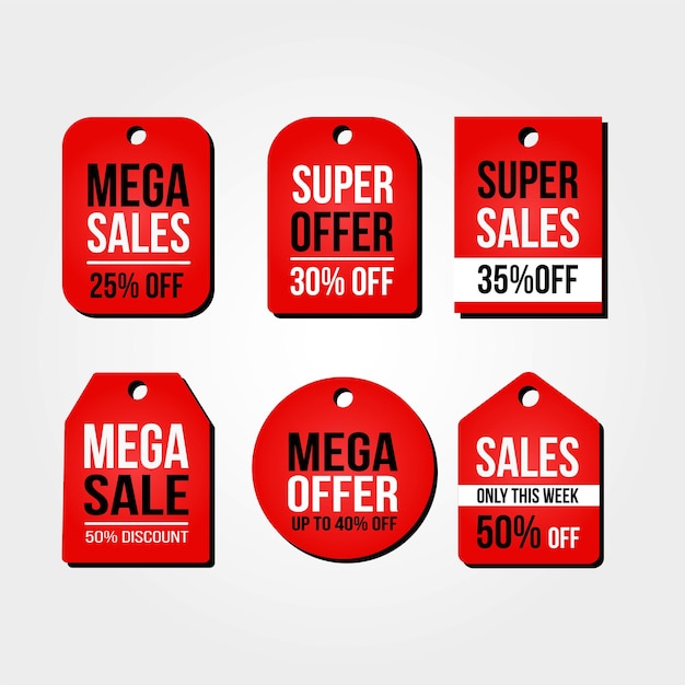 Set of offers tags with different discounts. modern design