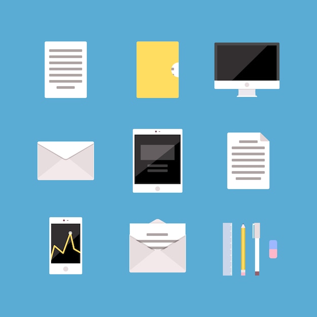 Set of office and business icons