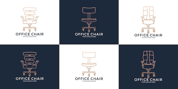 Set office chair, chair work logo design creative inspiration