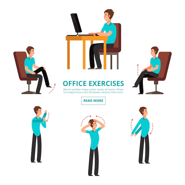 Vector set of office exercises