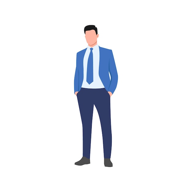 set of office workers in blue suits manager