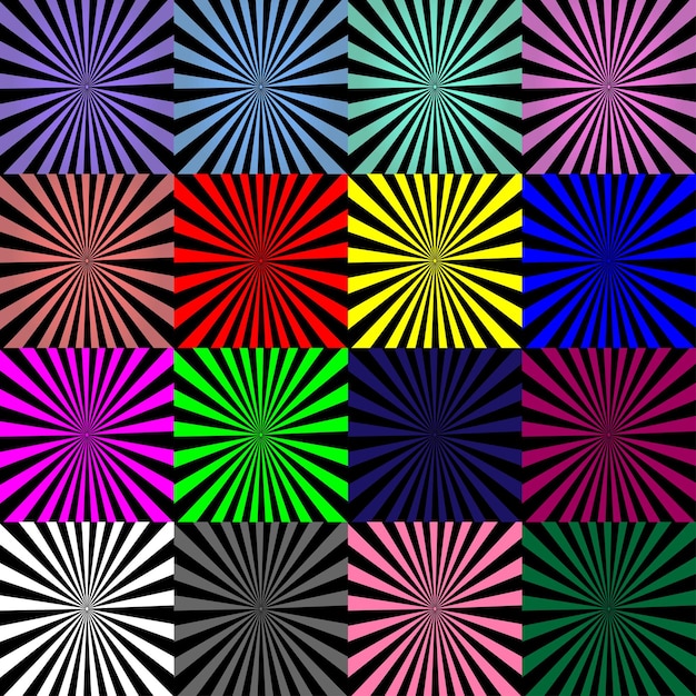 Set ofmulticolored backgrounds of lines and spirals.