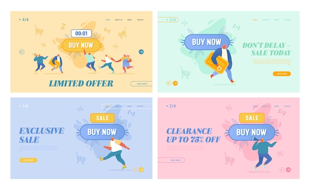 Set oft advertising campaign landing page