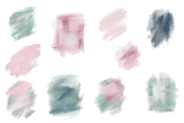Vector set of oil painted spots and brush strokes